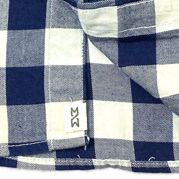 Mutual Weave Button Front Shirt Mens size Medium Long Sleeve Blue OW Plaid - Picture 6 of 10